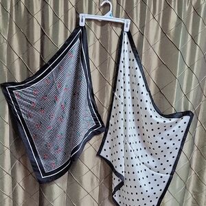 NWOT- Lot of 2 Retro Scarves: Polka Dot & Gingham w/Cherries